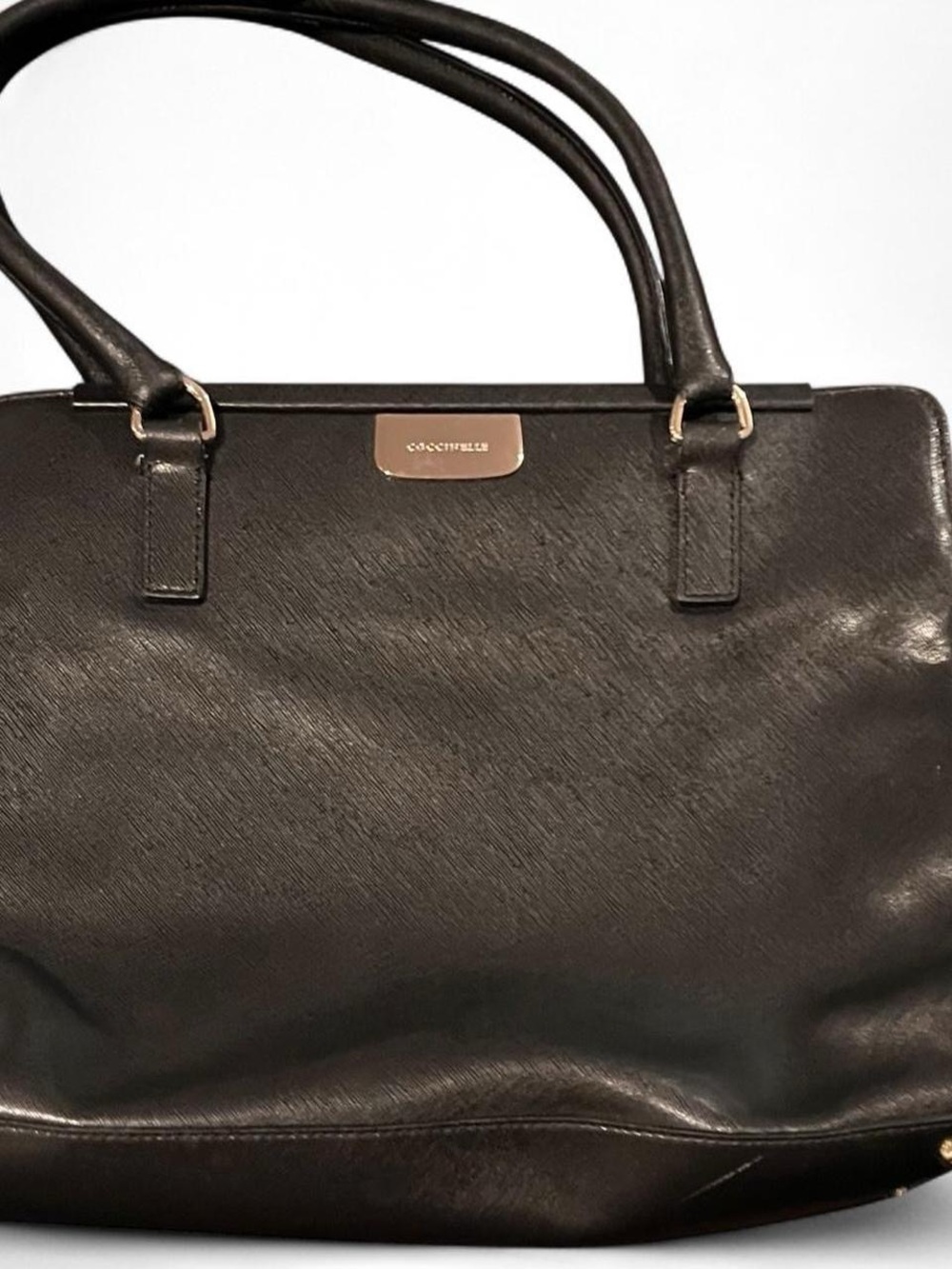 Vintage Coccinelle Black Leather Shoulder Bag /Tote with roomy interior